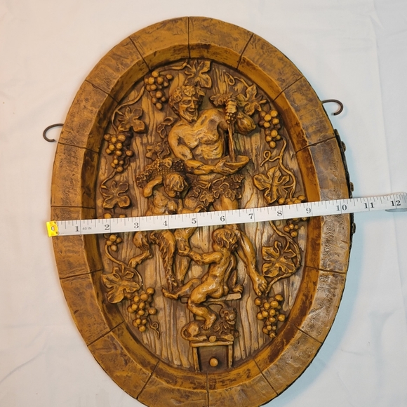 Antique 14 Inch Hand Carved Wax Plaque Man Grapevine Child Beast Child Rare HTF - Picture 4 of 8